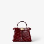 FENDI Peekaboo ISeeU Petite Burgundy inlaid hagfish leather bag